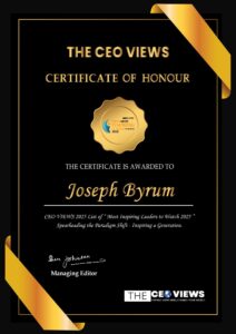 Joseph Byrum won Most Inspiring Leaders to Watch 2025 while at Consilience AI.