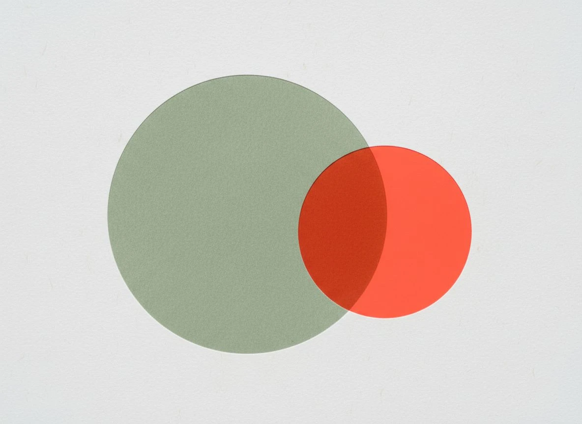 Venn diagram with a large and small overlapping circle representing category vs. buyer domain Venn diagram with a large and small overlapping circle representing category vs. buyer domain