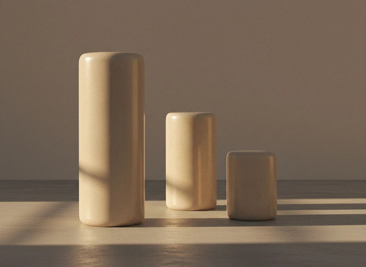 Three stone pillars of varying heights representing category prominence weights.