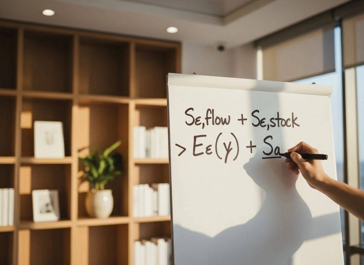 Hand writing the Dominance Inequality formula on a whiteboard in a warm office setting Hand writing the Dominance Inequality formula on a whiteboard in a warm office setting