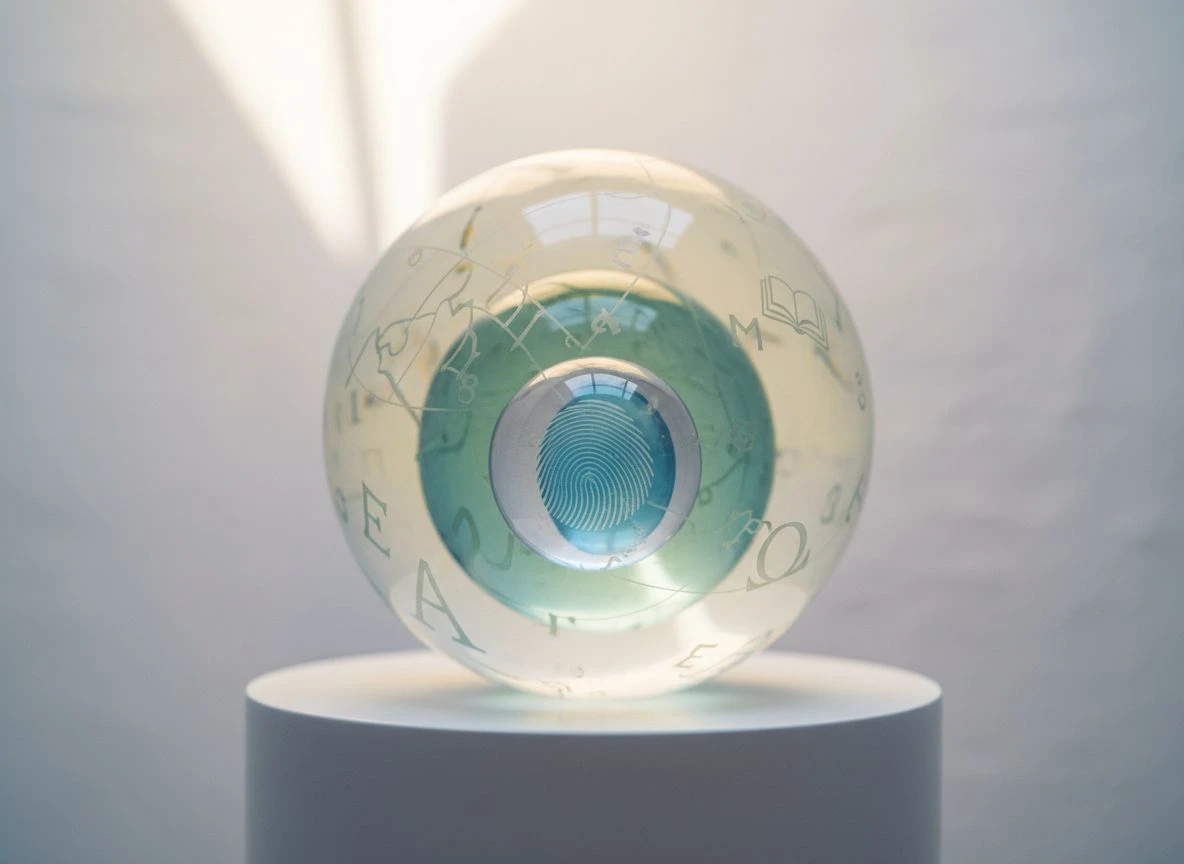 Three nested translucent glass spheres representing identity, domain, and vocabulary sovereignty layers
