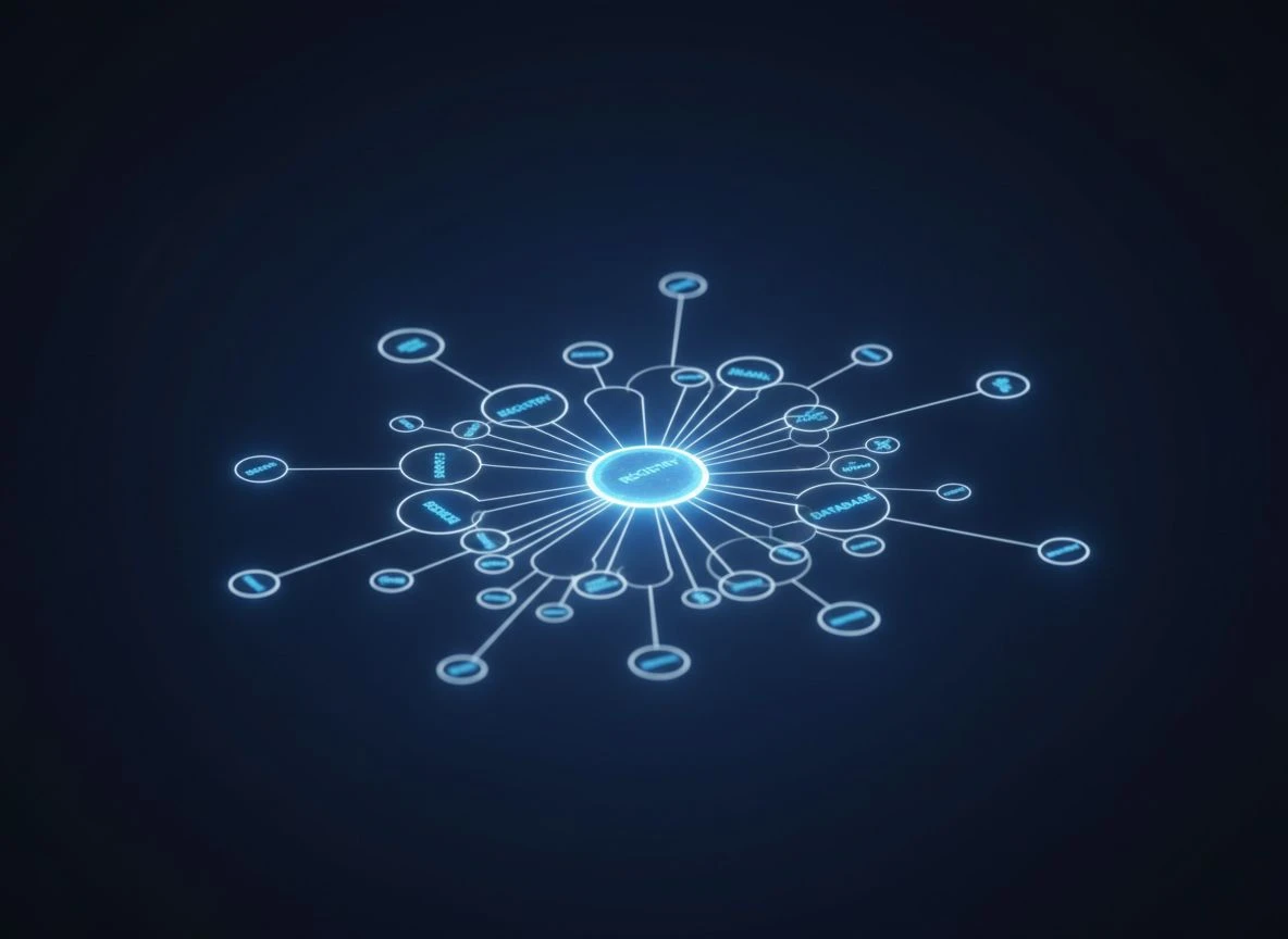 Network diagram of sameAs links connecting entity identifiers across multiple platforms. Network diagram of sameAs links connecting entity identifiers across multiple platforms.