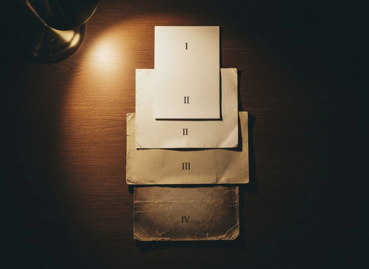 Four stacked paper documents in a pyramid, representing the four-tier IDF classification for term priority.